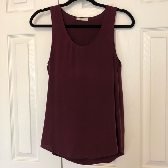 Grana 100% Silk Scoop Neck Tank, Mulberry color - Picture 2 of 4